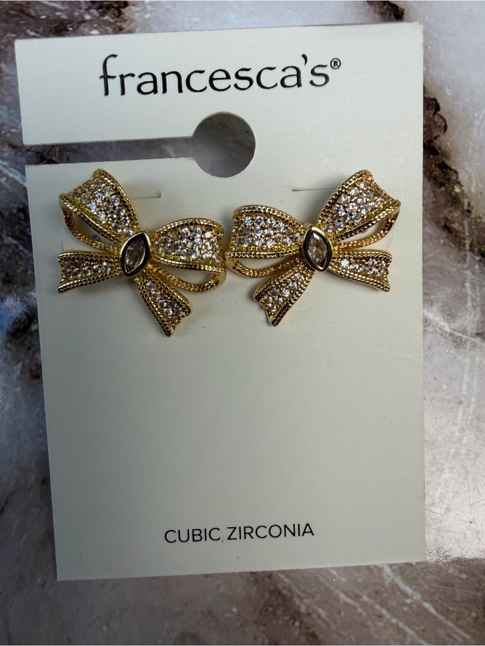 Francesca's Gold Stud Earrings with Clear Backs